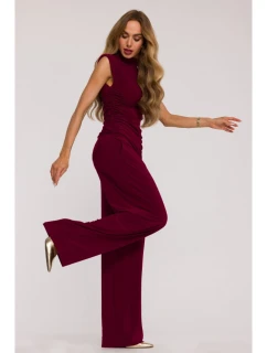 M890 Súprava s prestrihnutým topom a širokými nohavicami - bordová