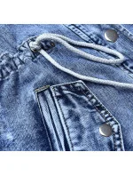 Svetlo modrý džínsový prehoz cez oblečenie s kapucňou (POP7011-K) Svetlo modrý džínsový prehoz cez oblečenie s kapucňou (POP7011-K)