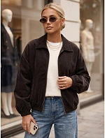 Dámska krátka prechodná bunda z manšestru, hnedá, FashionStreet TY6053