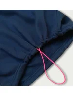 Tmavomodrá krátka dámska bavlnená tepláková mikina (26031)