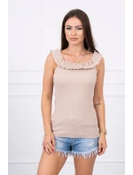 Španielska blúzka s volánikmi béžová Španielska blúzka s volánikmi béžová