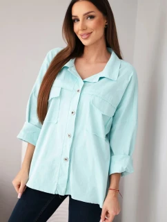 Dámske bavlnené tričko s vreckami mätové