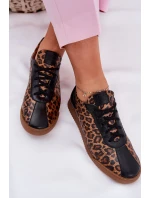 Skórzane Buty Sportowe Damskie W Panterkę Laura Messi 2935 Brązowe