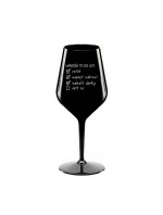 VÁNOČNÍ TODO LIST - černá nerozbitná sklenice na víno 470 ml