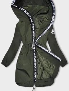 Dámska tenká bunda s ozdobným lemovaním khaki (1811-1)