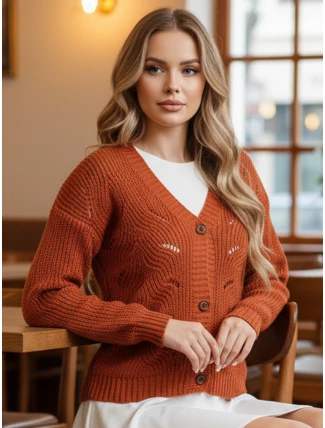 KNITVIA dámsky sveter červený FashionStreet MY2420