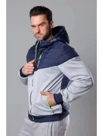 Pánska športová bunda zo zmiešanej tkaniny tmavo modrá - limetková (8M901-215)