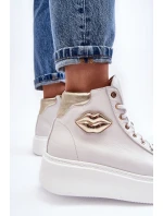 Trampki Damskie Wysokie Na Suwak Lemar Białe Katerin