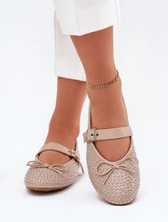 Zdobione Baleriny Z Kokardką I Paskiem Beżowe Zdivisa