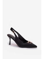 Dámske lodičky Sandále s ozdobným detailom Black Lurella Dámske lodičky Sandále s ozdobným detailom Black Lurella