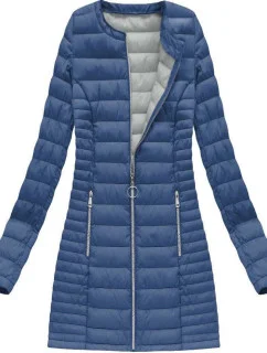 Dlhá svetlo modrá prešívaná bunda (21810)