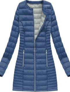 Dlhá svetlo modrá prešívaná bunda (21810)