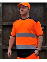 Tričko Yoko HVJ 400 Hi-Vis 79.J400, hi-vis, oranžová/námornícka modrá