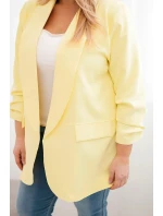 Dámska elegantná bunda nadrozmernej veľkosti žltá