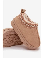 Śniegowce Botki Dziecięce Na Platformie Ocieplane Futerkiem Beżowe Vilabria