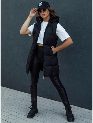 Dámska prešívaná dlhá vesta VIANA čierna FashionStreet TY4504