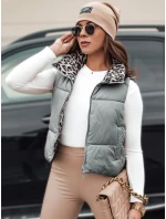 Dámska prechodná krátka prešívaná dvojcestná strieborná vesta LEOVELLA FashionStreet TY5497
