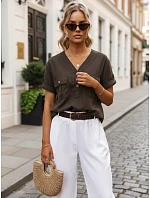 Dámska ležérna blúzka z lyocellu, hnedá, FashionStreet RY2928