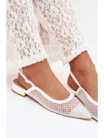 Síťované baleríny s odhalenou patou bílé Pyvona