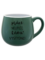 PRÁCA NEVYHOVUJE, KÁVA VÝBORNÁ! - zelený keramický hrnček 300 ml