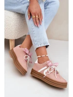 Sneakersy Damskie Na Platformie Z Ozdobami Różowe Vinness