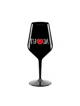 TY A JÁ - černá nerozbitná sklenice na víno 470 ml