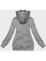 Sivá a ružová hrubšia dámska mikina s prúžkami (2302)