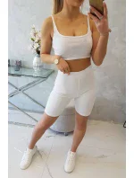 Súprava s nohavicami s vysokým pásom biela