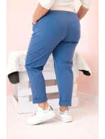 Dámske Plus veľkosť bavlnené nohavice s opaskom Denim