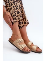 Klapki Damskie Z Klamrami Złote Fronila