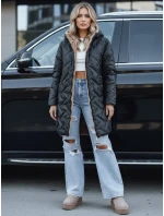 Dámska dlhá prešívaná bunda čierna FashionStreet TY5465 Dámska dlhá prešívaná bunda čierna FashionStreet TY5465
