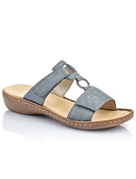 Dámske pohodlné modré žabky na suchý zips Rieker 60885-12 Dámske pohodlné modré žabky na suchý zips Rieker 60885-12