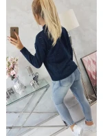 Sveter s polovičným rolákom a kosoštvorcovým vzorom tmavo modrý