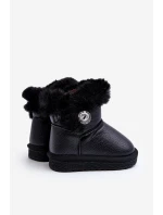 Ocieplane Botki Śniegowce Z Futerkiem Czarne Bessie