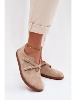 Barefoot Dámske kožené semišové poltopánky s remienkami Zazoo N1271 Beige Barefoot Dámske kožené semišové poltopánky s remienkami Zazoo N1271 Beige