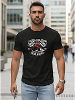 Pánske bavlnené tričko s potlačou auta čierne FashionStreet NX5087R Pánske bavlnené tričko s potlačou auta čierne FashionStreet NX5087R
