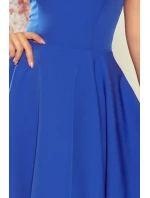 Rozšírené dámske šaty v Chrpová farbe s výstrihom v tvare srdca model 7718529