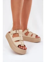 Sandały Damskie Na Platformie Beżowe Nitavelia