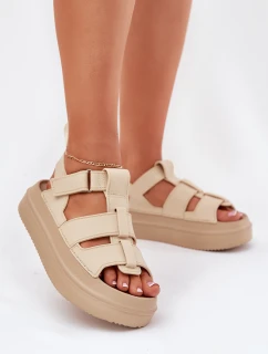 Sandały Damskie Na Platformie Beżowe Nitavelia