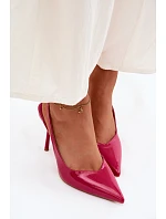 Lakované lodičky sandály z umělé kůže fuchsiové Calera