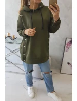 Zateplená mikina so zapínaním na cvoky khaki