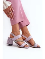 Damskie Eleganckie Sandały Na Słupku Fioletowe D&A MR38-549