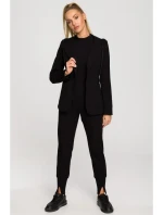 M691 Blejzer s kapucňou a jedným gombíkom - čierny M691 Blejzer s kapucňou a jedným gombíkom - čierny