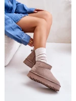 Modne Zamszowe Niskie Śniegowce Khaki Nucca