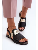 Zazoo 40385 Damskie Skórzane Sandały Czarne