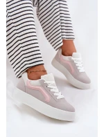 Sneakersy Damskie Na Platformie Szare Tellnira