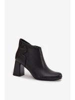 Skórzane Botki Ocieplane Na Słupku Czarne Ivessara