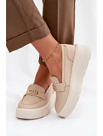 Dámske kožené mokasíny na platforme Vinceza Beige Dámske kožené mokasíny na platforme Vinceza Beige