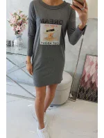 Šaty s potlačou Dream v grafitovej farbe