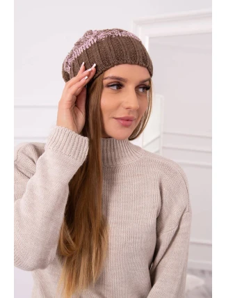 Čiapka Paris fleece K213 hnedá+púdrová ružová Čiapka Paris fleece K213 hnedá+púdrová ružová